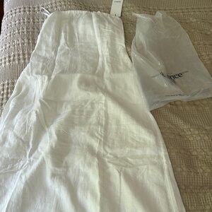 Quince LINEN Strapless White Maxi Dress 2025